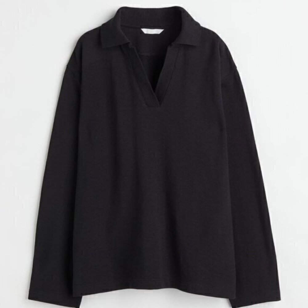 H&M Collared Sweatshirt Black Size Large